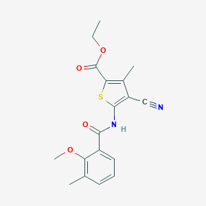 molecular formula C18H18N2O4S B277834 Ethyl 4-cyano-5-[(2-methoxy-3-methylbenzoyl)amino]-3-methyl-2-thiophenecarboxylate 
