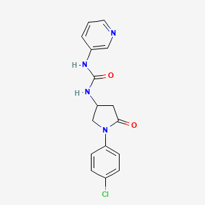 molecular formula C16H15ClN4O2 B2778346 1-(1-(4-Chlorophenyl)-5-oxopyrrolidin-3-yl)-3-(pyridin-3-yl)urea CAS No. 894031-29-9