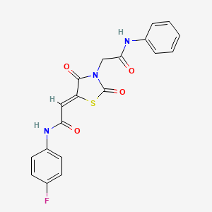 (Z)-2-(2,4-dioxo-3-(2-oxo-2-(phenylamino)ethyl)thiazolidin-5-ylidene)-N-(4-fluorophenyl)acetamide