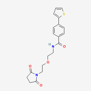 molecular formula C19H20N2O4S B2778355 N-(2-(2-(2,5-dioxopyrrolidin-1-yl)ethoxy)ethyl)-4-(thiophen-2-yl)benzamide CAS No. 2034614-95-2