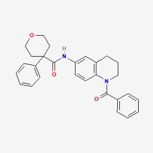molecular formula C28H28N2O3 B2778357 N-(1-benzoyl-1,2,3,4-tetrahydroquinolin-6-yl)-4-phenyltetrahydro-2H-pyran-4-carboxamide CAS No. 1210630-91-3