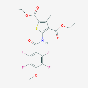 molecular formula C19H17F4NO6S B277836 Diethyl 3-methyl-5-[(2,3,5,6-tetrafluoro-4-methoxybenzoyl)amino]-2,4-thiophenedicarboxylate 