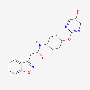 molecular formula C19H19FN4O3 B2778361 2-(1,2-benzoxazol-3-yl)-N-[(1r,4r)-4-[(5-fluoropyrimidin-2-yl)oxy]cyclohexyl]acetamide CAS No. 2034445-85-5