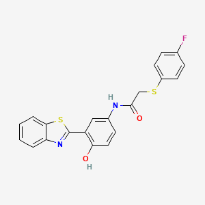 molecular formula C21H15FN2O2S2 B2778363 N-(3-(benzo[d]thiazol-2-yl)-4-hydroxyphenyl)-2-((4-fluorophenyl)thio)acetamide CAS No. 895490-32-1