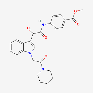 molecular formula C25H25N3O5 B2778371 Methyl 4-[[2-oxo-2-[1-(2-oxo-2-piperidin-1-ylethyl)indol-3-yl]acetyl]amino]benzoate CAS No. 872862-08-3