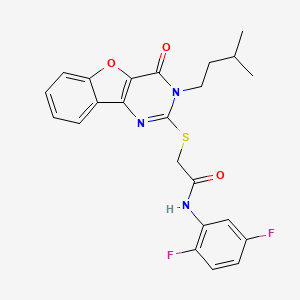 molecular formula C23H21F2N3O3S B2778374 N-(2,5-difluorophenyl)-2-{[3-(3-methylbutyl)-4-oxo-3,4-dihydro[1]benzofuro[3,2-d]pyrimidin-2-yl]sulfanyl}acetamide CAS No. 900003-29-4