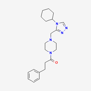molecular formula C22H31N5O B2778378 1-[(4-环己基-4H-1,2,4-三唑-3-基)甲基]-4-(3-苯基丙酰)哌嗪 CAS No. 1396859-71-4