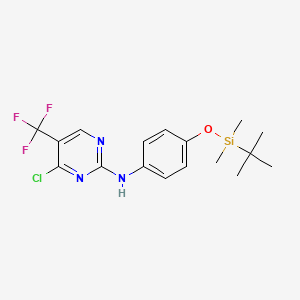 molecular formula C17H21ClF3N3OSi B2778381 N-(4-((tert-Butyldimethylsilyl)oxy)phenyl)-4-chloro-5-(trifluoromethyl)pyrimidin-2-amine CAS No. 2296722-70-6