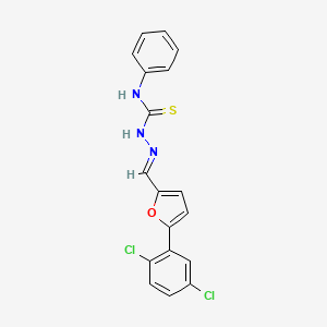 molecular formula C18H13Cl2N3OS B2778382 (E)-2-((5-(2,5-二氯苯基)呋喃-2-基)甲亚胺基)-N-苯基硫脲甲酰胺 CAS No. 302822-68-0