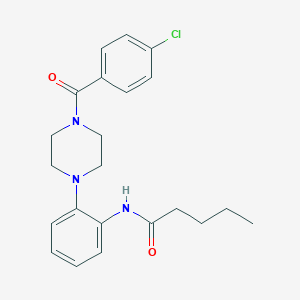 molecular formula C22H26ClN3O2 B277839 N-{2-[4-(4-chlorobenzoyl)-1-piperazinyl]phenyl}pentanamide 