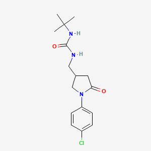 molecular formula C16H22ClN3O2 B2778398 1-(Tert-butyl)-3-((1-(4-chlorophenyl)-5-oxopyrrolidin-3-yl)methyl)urea CAS No. 954659-73-5