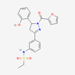 N-{3-[1-(furan-2-carbonyl)-5-(2-hydroxyphenyl)-4,5-dihydro-1H-pyrazol-3-yl]phenyl}ethane-1-sulfonamide