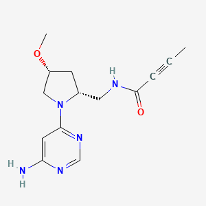 molecular formula C14H19N5O2 B2778406 N-[[(2R,4R)-1-(6-Aminopyrimidin-4-yl)-4-methoxypyrrolidin-2-yl]methyl]but-2-ynamide CAS No. 2223292-48-4