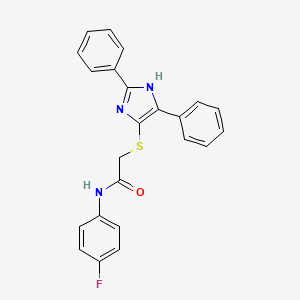 molecular formula C23H18FN3OS B2778413 2-[(2,5-二苯基-1H-咪唑-4-基)硫代]-N-(4-氟苯基)乙酰胺 CAS No. 901266-20-4