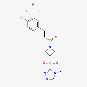 3-(4-chloro-3-(trifluoromethyl)phenyl)-1-(3-((4-methyl-4H-1,2,4-triazol-3-yl)sulfonyl)azetidin-1-yl)propan-1-one