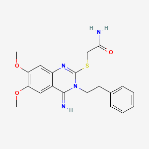 2-[(4-Imino-6,7-dimethoxy-3-phenethyl-3,4-dihydro-2-quinazolinyl)sulfanyl]acetamide