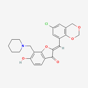 molecular formula C23H22ClNO5 B2778431 (Z)-2-((6-chloro-4H-benzo[d][1,3]dioxin-8-yl)methylene)-6-hydroxy-7-(piperidin-1-ylmethyl)benzofuran-3(2H)-one CAS No. 929489-07-6