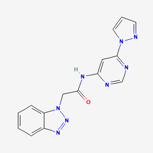 N-(6-(1H-pyrazol-1-yl)pyrimidin-4-yl)-2-(1H-benzo[d][1,2,3]triazol-1-yl)acetamide