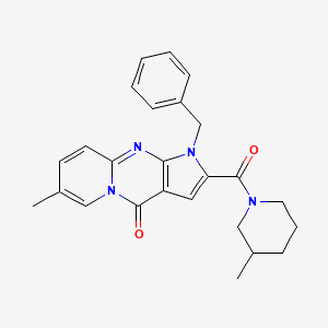 molecular formula C25H26N4O2 B2778438 1-benzyl-7-methyl-2-(3-methylpiperidine-1-carbonyl)pyrido[1,2-a]pyrrolo[2,3-d]pyrimidin-4(1H)-one CAS No. 900870-41-9