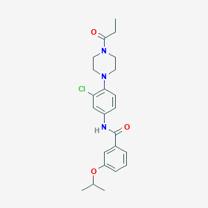molecular formula C23H28ClN3O3 B277844 N-[3-chloro-4-(4-propionyl-1-piperazinyl)phenyl]-3-isopropoxybenzamide 