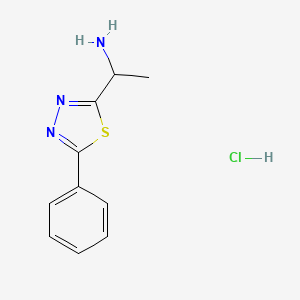 molecular formula C10H12ClN3S B2778442 1-(5-Phenyl-1,3,4-thiadiazol-2-yl)ethanamine;hydrochloride CAS No. 2377034-46-1