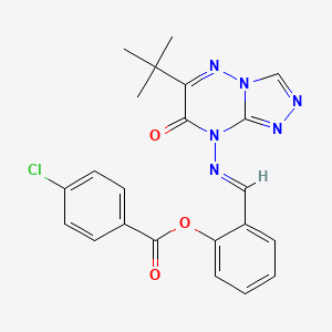 molecular formula C22H19ClN6O3 B2778447 (E)-2-(((6-(tert-butyl)-7-oxo-[1,2,4]triazolo[4,3-b][1,2,4]triazin-8(7H)-yl)imino)methyl)phenyl 4-chlorobenzoate CAS No. 539812-75-4