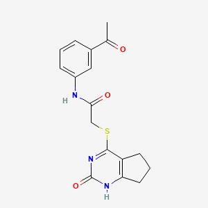 molecular formula C17H17N3O3S B2778453 N-(3-acetylphenyl)-2-[(2-oxo-1,5,6,7-tetrahydrocyclopenta[d]pyrimidin-4-yl)sulfanyl]acetamide CAS No. 946324-17-0