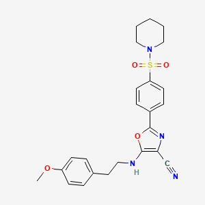 molecular formula C24H26N4O4S B2778460 5-{[2-(4-Methoxyphenyl)ethyl]amino}-2-[4-(piperidin-1-ylsulfonyl)phenyl]-1,3-oxazole-4-carbonitrile CAS No. 941243-67-0