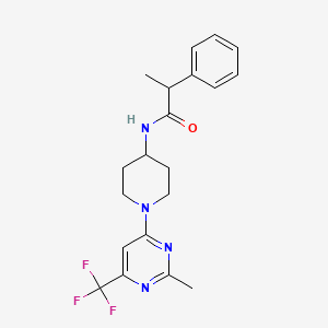 molecular formula C20H23F3N4O B2778467 N-{1-[2-methyl-6-(trifluoromethyl)pyrimidin-4-yl]piperidin-4-yl}-2-phenylpropanamide CAS No. 1775544-48-3