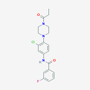 molecular formula C20H21ClFN3O2 B277847 N-[3-chloro-4-(4-propanoylpiperazin-1-yl)phenyl]-3-fluorobenzamide 