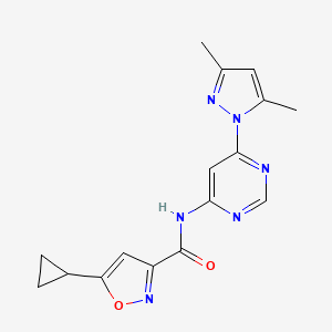 molecular formula C16H16N6O2 B2778483 5-cyclopropyl-N-(6-(3,5-dimethyl-1H-pyrazol-1-yl)pyrimidin-4-yl)isoxazole-3-carboxamide CAS No. 1797860-30-0