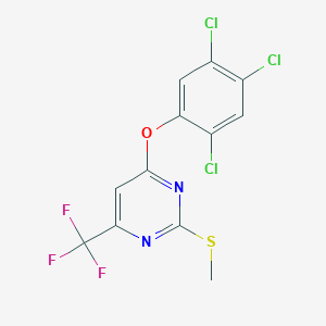 molecular formula C12H6Cl3F3N2OS B2778491 2-(甲硫基)-4-(2,4,5-三氯苯氧基)-6-(三氟甲基)嘧啶 CAS No. 477845-99-1