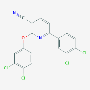 molecular formula C18H8Cl4N2O B2778492 2-(3,4-Dichlorophenoxy)-6-(3,4-dichlorophenyl)pyridine-3-carbonitrile CAS No. 252059-74-8