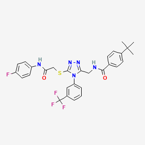 molecular formula C29H27F4N5O2S B2778496 4-tert-butyl-N-[[5-[2-(4-fluoroanilino)-2-oxoethyl]sulfanyl-4-[3-(trifluoromethyl)phenyl]-1,2,4-triazol-3-yl]methyl]benzamide CAS No. 393870-91-2
