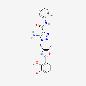 molecular formula C23H24N6O4 B2778501 5-氨基-1-{[2-(2,3-二甲氧基苯基)-5-甲基-1,3-噁唑-4-基]甲基}-N-(2-甲基苯基)-1H-1,2,3-三嗪-4-甲酸酰胺 CAS No. 1113103-28-8