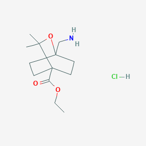 molecular formula C13H24ClNO3 B2778513 Ethyl 1-(aminomethyl)-3,3-dimethyl-2-oxabicyclo[2.2.2]octane-4-carboxylate;hydrochloride CAS No. 2248289-41-8