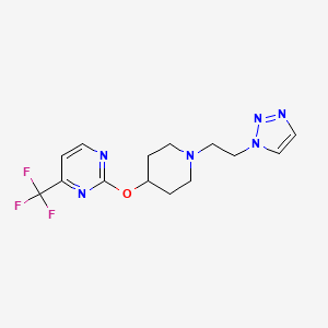 molecular formula C14H17F3N6O B2778520 2-[1-[2-(Triazol-1-yl)ethyl]piperidin-4-yl]oxy-4-(trifluoromethyl)pyrimidine CAS No. 2380097-36-7
