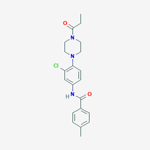 molecular formula C21H24ClN3O2 B277853 N-[3-chloro-4-(4-propionyl-1-piperazinyl)phenyl]-4-methylbenzamide 