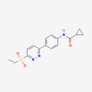 molecular formula C16H17N3O3S B2778557 N-(4-(6-(乙基磺酰)吡啶-3-基)苯基)环丙烷甲酰胺 CAS No. 921839-47-6