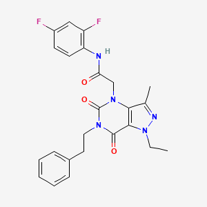 molecular formula C24H23F2N5O3 B2778565 N-(2,4-difluorophenyl)-2-(1-ethyl-3-methyl-5,7-dioxo-6-phenethyl-6,7-dihydro-1H-pyrazolo[4,3-d]pyrimidin-4(5H)-yl)acetamide CAS No. 1358328-36-5