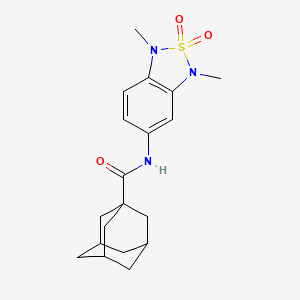 molecular formula C19H25N3O3S B2778583 (1s,3s)-N-(1,3-二甲基-2,2-二氧代-1,3-二氢苯并[c][1,2,5]噻二唑-5-基)孔雀石-1-甲酰胺 CAS No. 2034337-15-8