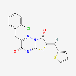molecular formula C17H10ClN3O2S2 B2778604 (Z)-6-(2-chlorobenzyl)-2-(thiophen-2-ylmethylene)-2H-thiazolo[3,2-b][1,2,4]triazine-3,7-dione CAS No. 575460-75-2