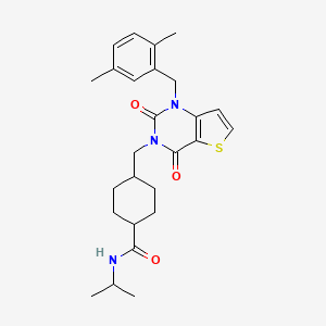 molecular formula C26H33N3O3S B2778611 4-((1-(2,5-二甲基苯甲基)-2,4-二氧代-1,2-二氢噻吩[3,2-d]嘧啶-3(4H)-基)甲基)-N-异丙基环己烷甲酸酰胺 CAS No. 932345-01-2