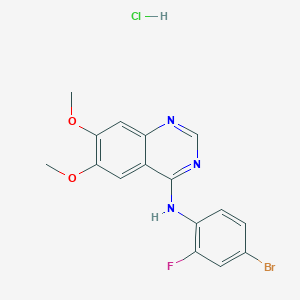 molecular formula C16H14BrClFN3O2 B2778613 4-(4-溴-2-氟苯胺基)-6,7-二甲氧基喹唑啉 盐酸盐 CAS No. 196603-53-9