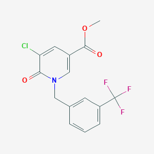 molecular formula C15H11ClF3NO3 B2778622 Methyl 5-chloro-6-oxo-1-[3-(trifluoromethyl)benzyl]-1,6-dihydro-3-pyridinecarboxylate CAS No. 400087-45-8