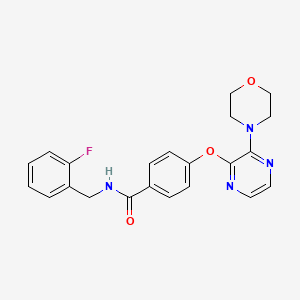 molecular formula C22H21FN4O3 B2778628 N-(2-fluorobenzyl)-4-{[3-(morpholin-4-yl)pyrazin-2-yl]oxy}benzamide CAS No. 1251572-45-8