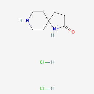 molecular formula C8H16Cl2N2O B2778635 1,8-Diazaspiro[4.5]decan-2-one dihydrochloride CAS No. 1158749-93-9; 1956389-84-6