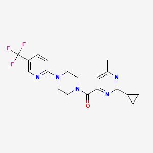 molecular formula C19H20F3N5O B2778638 (2-Cyclopropyl-6-methylpyrimidin-4-yl)-[4-[5-(trifluoromethyl)pyridin-2-yl]piperazin-1-yl]methanone CAS No. 2415541-66-9