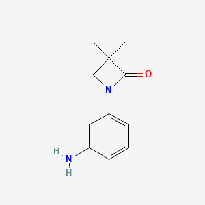 molecular formula C11H14N2O B2778650 1-(3-氨基苯基)-3,3-二甲基氮杂环丁烷-2-酮 CAS No. 2344685-04-5