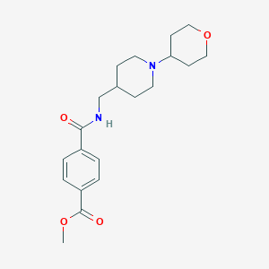 molecular formula C20H28N2O4 B2778661 甲酸甲酯 4-(((1-(四氢-2H-吡喃-4-基)哌啶-4-基)甲基)氨基甲酰)苯甼酸酯 CAS No. 2034571-00-9